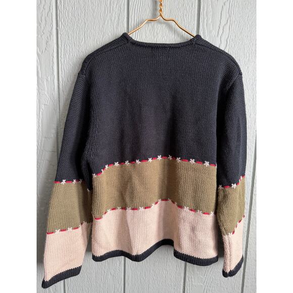 Vintage Knit Cardigan Sweater Scandinavian Hook Closure Embroidered XL Wool - Picture 6 of 6